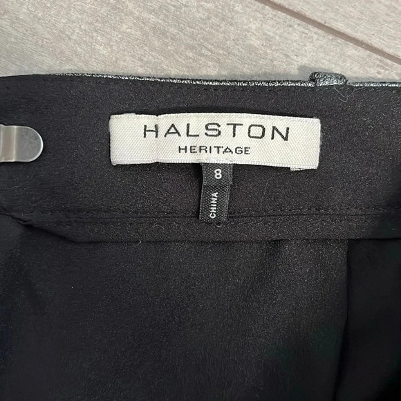 HALSTON HERITAGE Black Metallic Silver Genuine Leather Shorts, Size 8 - Picture 9 of 11